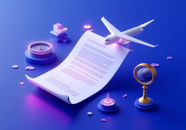 Abstract digital representation of a legal contract and travel elements
